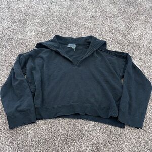 Anthropology Black waffle long sleeve top